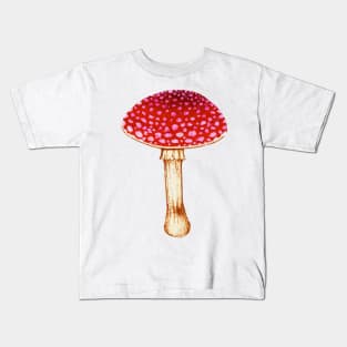 Watercolor Amanita Mushroom by Skye Rain Art Kids T-Shirt